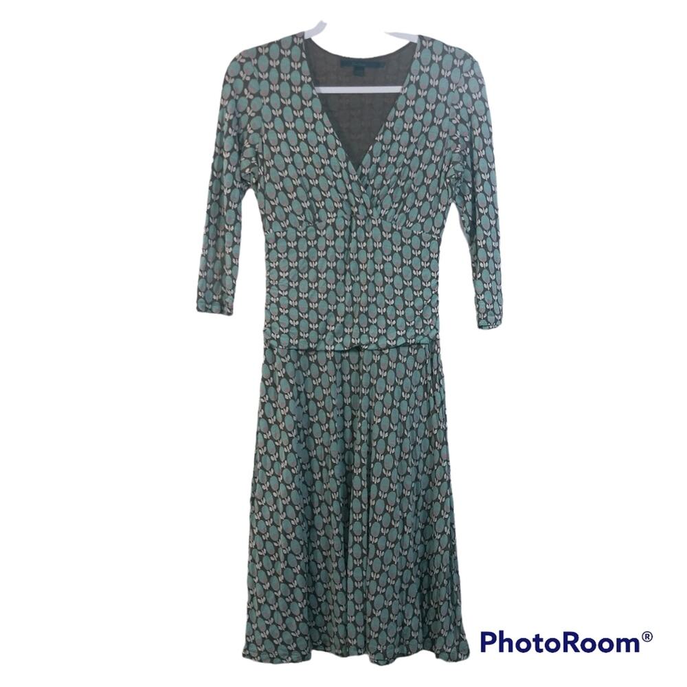 Boden Jersey Floral Faux Wrap V-Neck Dress Casual WH148 10R